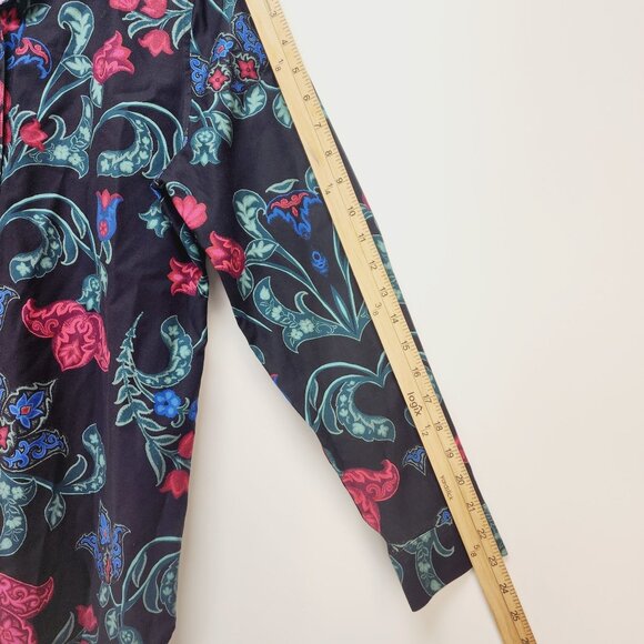 Chicos Womens Shirt Floral Button-Up Size 4 Black/Red/Blue Long Sleeve - Picture 6 of 10